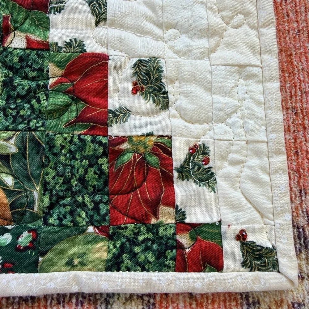 Handmade Quilted Christmas Tree Wall Hanging Table Topper 25x26